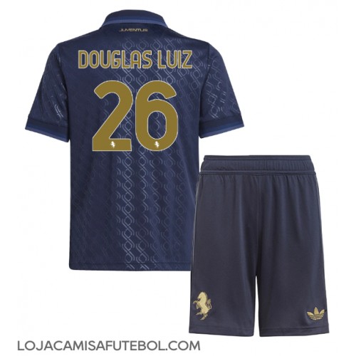 Camisa de Futebol Juventus Douglas Luiz #26 Equipamento Alternativo Infantil 2024-25 Manga Curta (+ Calças curtas)